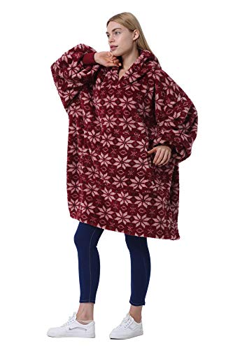 Catalonia Oversized Blanket Hoodie, Wearable Fleece Blanket Sweatshirt - color: Stella / Plush