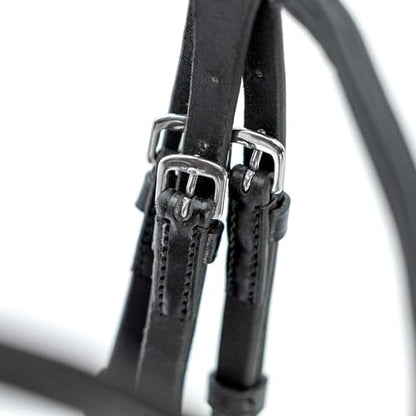 Jeffers Uniquely English Leather Horse Bridle with Reins, Padded Crown, Adjustable Noseband, English Bridle Tack for Hunter, Jumping, Dressage, Riding - size: Cob