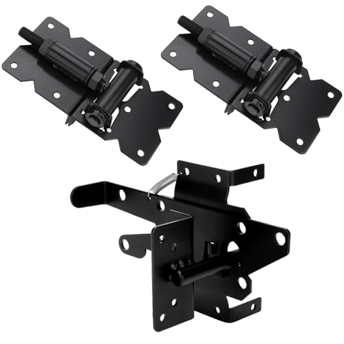 Heavy Duty Self Closing Gate Hinge & Self Locking Latch Hardware Kit, 1Pack