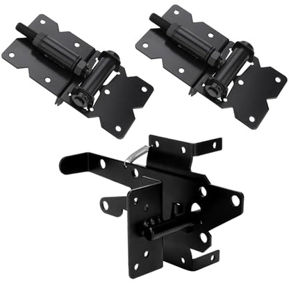Heavy Duty Self Closing Gate Hinge & Self Locking Latch Hardware Kit, 1Pack