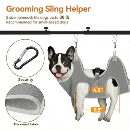 H Shape Dog Grooming Arm for Table, S Size Hammock, 42" H, 31-43" W | Heavy Duty, Adjustable Grooming Stand, Clamp Fits up to 2.76", with Hammock & 2 Nooses for Home Grooming & Nail Trimming - size: S Hammock (Leg Spacing: 4.5–9.5″)