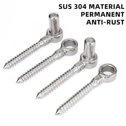 Zonon 2 Pair One Piece 304 Stainless Steel Gate Hinges Set, Eye Hinge and Pin Hinge, Screw Hinges to Mount for Wooden Gates Fences with Hole Dia 5/8'', Silver