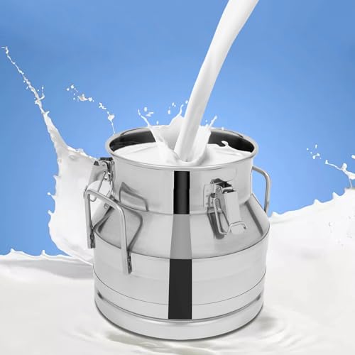 12L Stainless Steel Milk Can, Heavy Duty Food Storage & Transport Container for Dairy, Wine, Grains, Ideal for Home, Farm & Commercial Use, Without the Faucet - size: 12