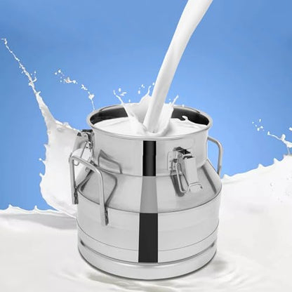 12L Stainless Steel Milk Can, Heavy Duty Food Storage & Transport Container for Dairy, Wine, Grains, Ideal for Home, Farm & Commercial Use, Without the Faucet - size: 12