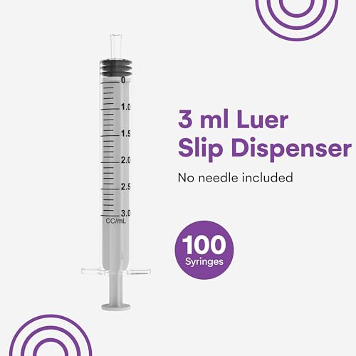 Care Touch Disposable Syringes Without Needle, Luer Slip, 3ml 100 Count - size: 3 ml