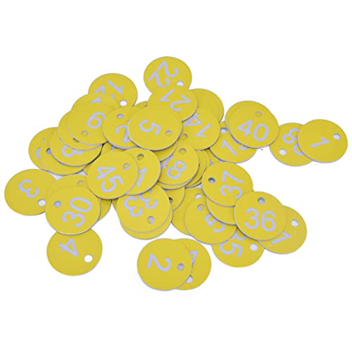 50 Pcs Beehive Numbered Tags 1 50 ABS Plastic Round Labels with Hole for Beekeeping Supplies Livestock Identification Cattle Ear Tag Poultry Leg Bands Garden Plant Markers Farm Org - color: Light Yellow, size: 1-50