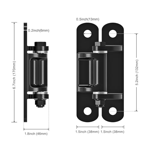 Insaga 6.7'' Heavy Duty Gate Hinges 1100LB Capacity, 6mm Steel Hinges with Bearings & Rust-Proof E-Coating, Bolt On Low-Profile Hinges for Fences, Driveway Gates, Locking Screws Anti-Sag Design (2Pcs) - color: Bolt hinge E-coated-180°-2Pack