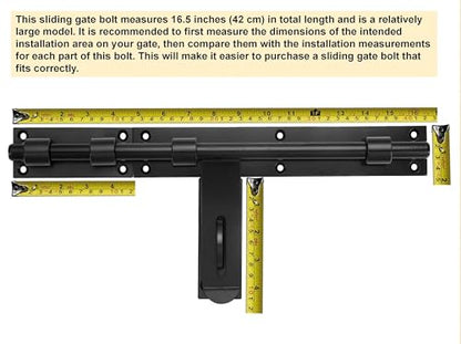 17in Slide Bolt Gate Latch,Left/Right Side Face Mount