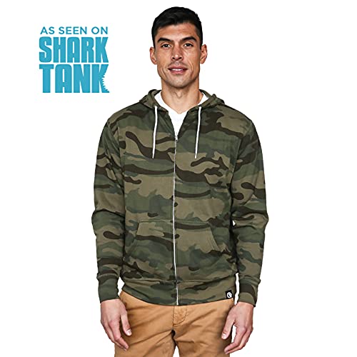 Quikflip 2-in-1 Reversible Backpack Hoodie (As Seen on SHARK TANK) Unisex Full-Zip Hero Hoodie Lite - color: Camo, size: 3X-Large
