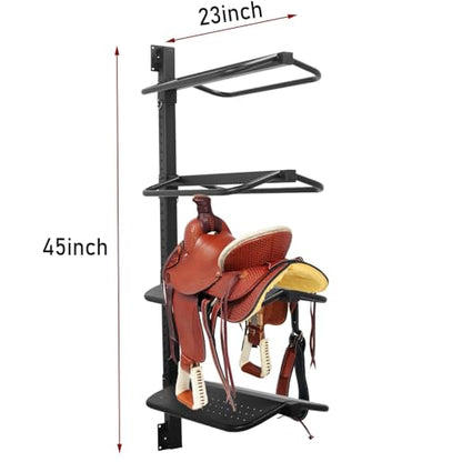 Sidasu Saddle Rack Wall Mount 4 Tier, Heavy Duty Horse Tack Storage