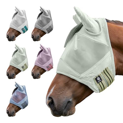 Equinavia Algard Soft Mesh Horse Fly Mask with Ears, 45 SPF UV Protection - color: Misty Jade, size: Pony