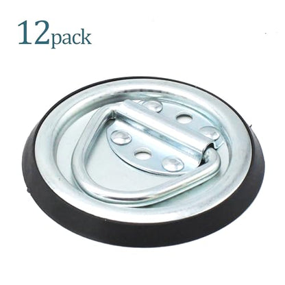 X-Haibei 12 Pack Heavy Duty D Rings Tie Down Anchor Floor Flush Surface Mount 1200 LBS with 4 Inch Bases for Cargo Trailers Trucks RV Campers Vans Boats