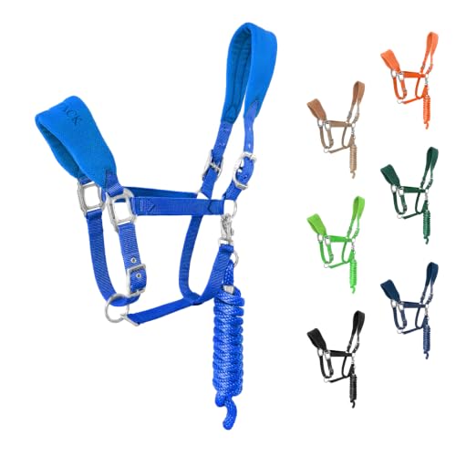 Fleece Horse Halter and Lead Rope Set - color: Royal Blue, size: FULL