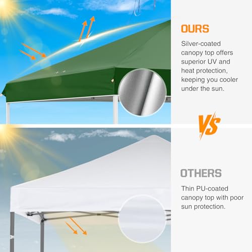 EAGLE PEAK 10x10 Pop Up Canopy Tent Easy Up Canopy Outdoor, Green - color: Green, size: 10x10