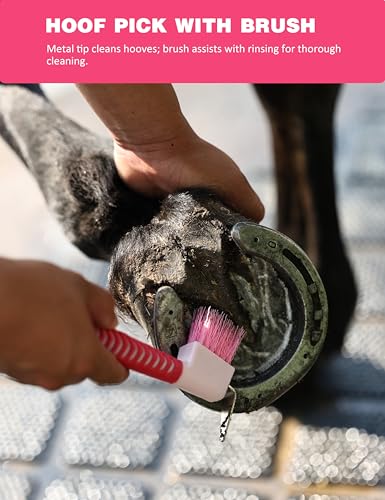 11-Piece Horse Grooming Kit with Waterproof Tote Pink Garnet - color: Pink Garnet
