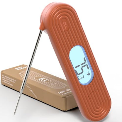 ONLY HUMAN HDP-01 Digital Instant Read Meat Thermometer, High Accuracy Food Cooking Thermometer with Ultra Bright Backlight Display (Terracotta) - color: Terracotta