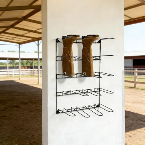 5-Tier Wall Mounted Saddle Pad Rack with 20 Hooks for Stable Storage
