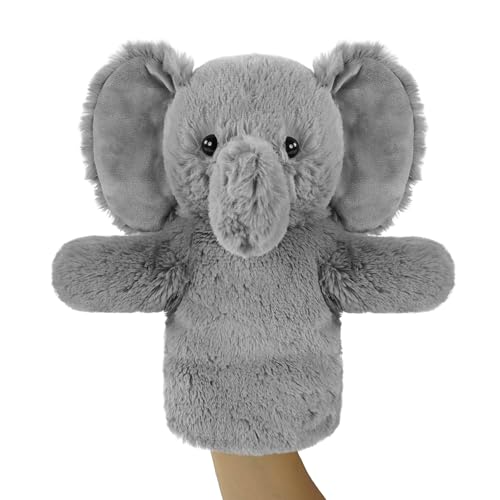 Puppet for Kids Adults Elephant Hand Puppets Big Ears Plush Animal Educational Sensory Toy Soft Washable Stuffed Storytelling Tool Family Fun - color: Elephant