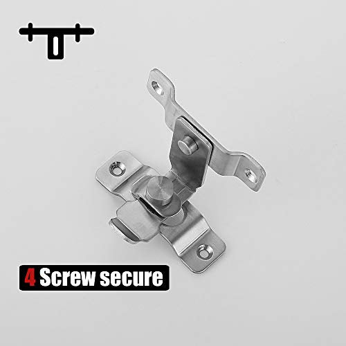JQK Flip Door Latch, 90 Degree Heavy Duty Stainless Steel Bar Gate Latches Safety Door Lock, Brushed Finish, DL149-BN - color: Brushed