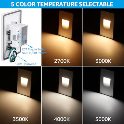 LEONLITE 6-Pack 5CCT 120V LED Step Lights, Vertical, White - color: White, size: 2.87 Inch