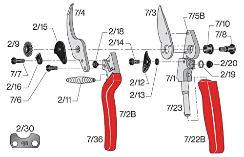 Felco F7 Pruning Shears – 26" Swiss-Made Garden Clippers with Rotating Handle for Reduced Fatigue | Hand Pruners for Gardening | Garden Tool Cutter with Precision Bypass Blade, Aluminum Handles - size: F7 Large Rotating Handle