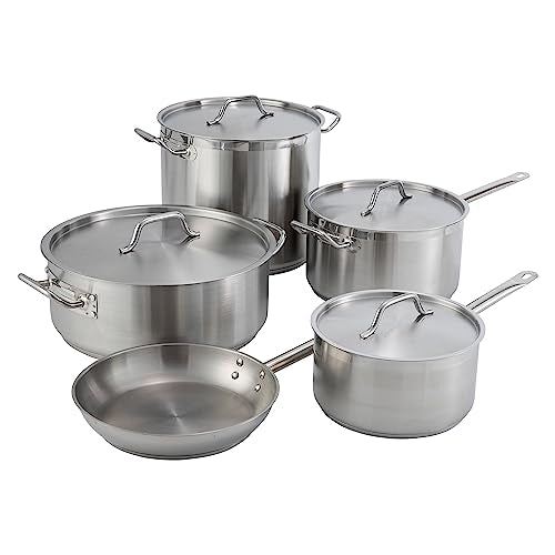 Winco 30 qt Stainless Steel Brazier with Lid | Made from extra-heavyweight 6mm thick 3003 aluminum, Great for Braising, Simmering, Batch Cooking and Restaurant Kitchens - size: 30 Quarts