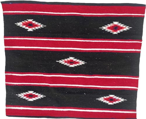 Majestic Ally 36"x34" Navajo Design Acrylic Saddle Blanket for Horses - 2.4 lbs (Red and Black) - color: Red and Black