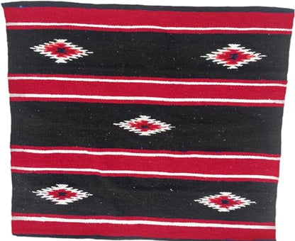 Majestic Ally 36"x34" Navajo Design Acrylic Saddle Blanket for Horses - 2.4 lbs (Red and Black) - color: Red and Black