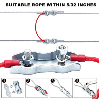 25 PCS M5 Poly Rope Galvanized Steel Connector Wires Kit for Electric Fence | Upgraded M5 Wires Splicer Galvanized Steel Connector Kit for Electric Fences 2 PCS Polyrope Silicone Copper Conductive Wires