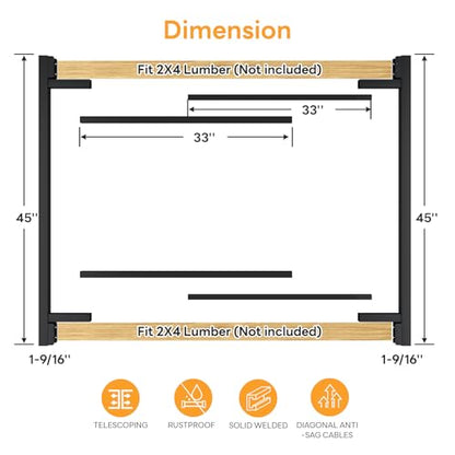 DIYHD 조절 가능한 풀 프레임 처짐 방지 게이트 키트, 너비 83.8cm-157.5cm(33인치-62인치)에 적합, 높이 1.2m(4피트~5피트) - color: 1팩, size: 33“~62” Wide,4'~5' High