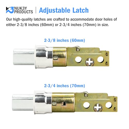 Nuk3y 6 Way Adjustable Door Latch Bolt (Satin Nickel, Deadbolt) - color: Satin Nickel, size: Deadbolt