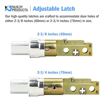 Nuk3y 6 Way Adjustable Door Latch Bolt (Satin Nickel, Deadbolt) - color: Satin Nickel, size: Deadbolt