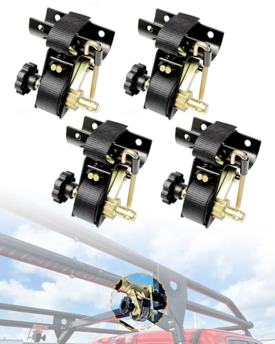 Ladder Rack Ratchet Straps with J-Hook (4PCS), Cargo Buckle Rack Lock Strap - color: Black (4 pcs), size: Black Round Tube