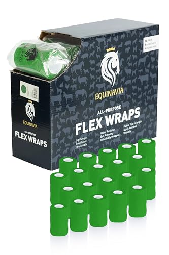Equinavia 20 Pack Self Adhesive Bandage Wrap, 4 Inch Vet Wrap for Horses - color: Neon Green