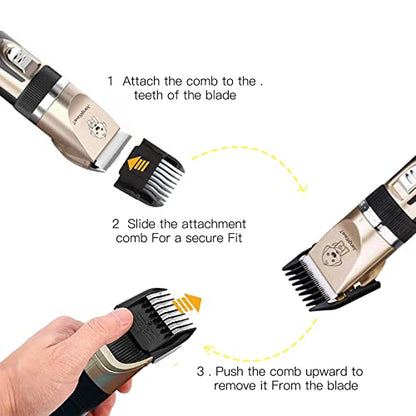 Dogs Hair Trimmer, Dogs Shaver Clippers Grooming Kit - Low Noise Cordless Rechargeable Dog & Cat Horses Clippers, Heavy Duty, Quie