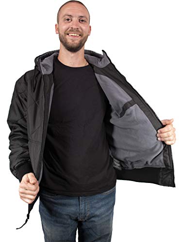 Men's Fleece Lined Quilted Winter Jacket Coat - color: Black, size: Large