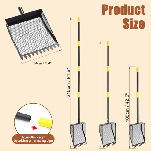 Chicken Poop Scooper, 42-84" Adjustable Chicken Coop Pooper Scooper, Black