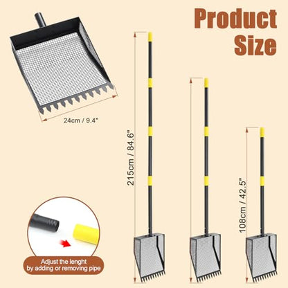 Chicken Poop Scooper, 42-84" Adjustable Chicken Coop Pooper Scooper, Black