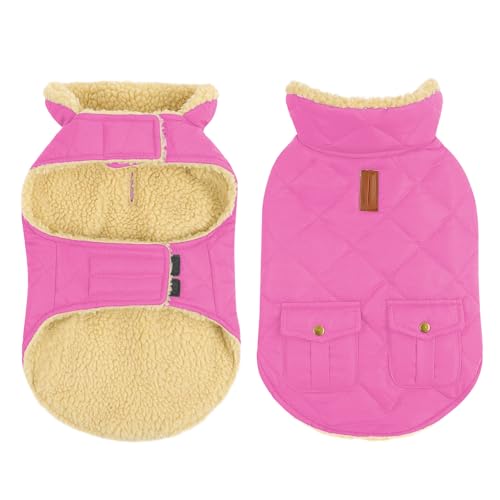 Queenmore XS Waterproof Dog Winter Coat Cold Weather Warm Fleece Jacket - color: Pink, size: X-Small