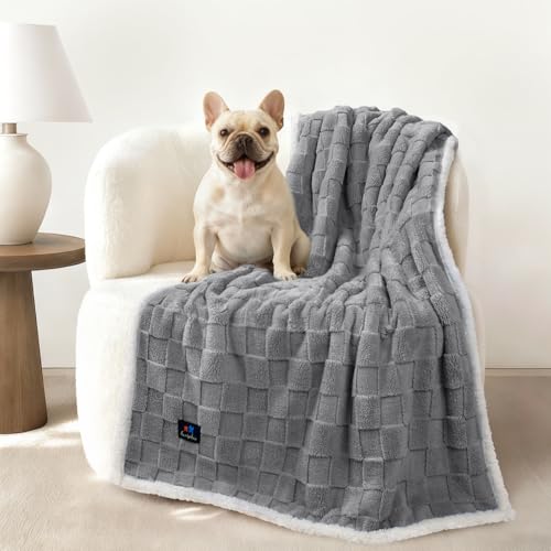 Luciphia Waterproof Dog Blanket, Reversible Fleece & Sherpa, Couch Cover - color: Cookie Gray, size: Medium (57x40 inch)