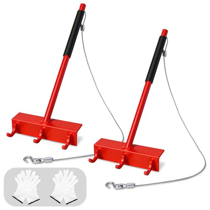 2PCS Fence Top Rail Stretcher Tool, Chain Link Top Rail Dressing Tool with 3 Hooks and 28in Cable, Thickened Carbon Steel, Strong Pull, Easy One-Person Use