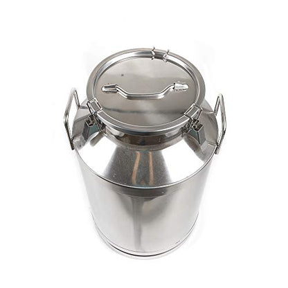 Milk Can Milk Bottle, 20/30/ 40/50/ 60L Stainless Steel Heavy Duty Milk Jug Wine Pail Bucket Square Liquid Container Storage with Embedded Silicone Sealed Lid for Home Restaurant Bar Silver (60L) - size: 60L