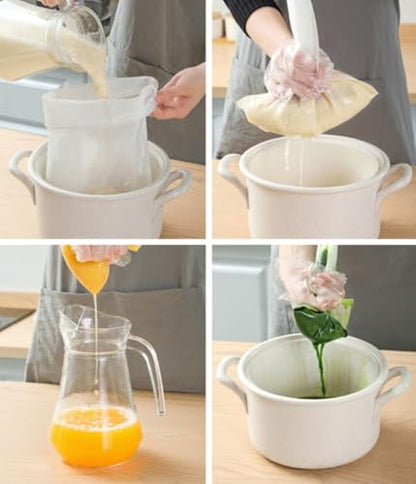 6 Pack - 100 Mesh Fine Mesh Strainer & Nut Milk Bags, Reusable Food Strainer - Food Grade BPA-Free - Ultra Strong Fine Nylon Mesh - Nutmilk, Juices, Cold Brew, Tea Coffee, Juice Soy