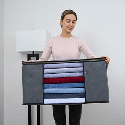VENO 3 Pack Oversize Clothes Storage Bag with Reinforced Handle 34 Gallon | Thick Container Bins Organizer for Blankets, Comforters, Bedding, Foldable w/ Sturdy Zipper, Clear Window, Grey(34 Gallon) - size: Oversize, 34 Gallon, Set of 3