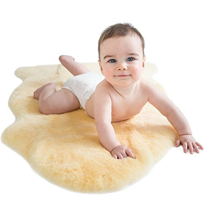 Woolino Sheepskin Luxuriously Soft Fluffy Rug for Bedroom, 100% Natural Australian Merino Wool Lambskin Baby Carpet - Flax - color: Flax