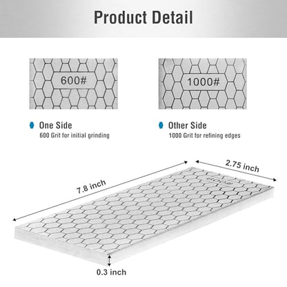 S SATC Diamond Sharpening Stone 2 Side Grit 600/1000 Diamond Plate Honing Stone 8-inch Hone Sharpener White - style: 600&1000Grit