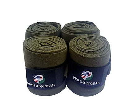 Horse Fleece Wraps Bandages/Polo Wraps/Stable Wraps Equestrian Leg Wraps Set of 4 Equestrian Boot Protection (Commando/Army Green) - color: Commando/Army Green