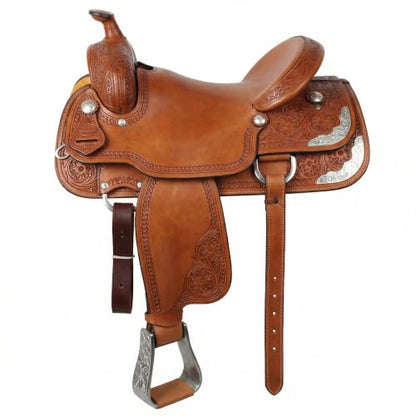 CHALLENGER Western Horse Saddle Stirrups 3" Tread Engraved Aluminum Deep Roper 5-1/2" Wide 5156