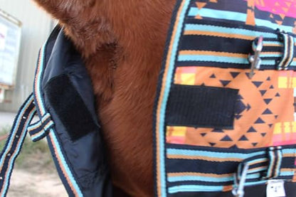 Challenger 1200D Turnout Lightweight Bellyband Rain Horse Winter Blanket Sheet 397B - color: Desert Aztec, size: 66 inches