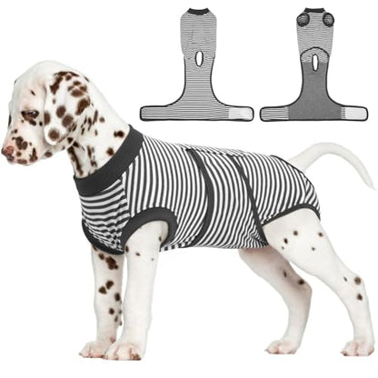 FUAMEY Dog Recovery Suit Male,Dogs Surgery Neuter Suits Puppy Spay Shirts for Female Protect Dog's Skin Anti Licking Abdominal Wounds Doggie Onesie Pet Bodysuit Alternative to Cone Gray Stripes XS - color: Grey Stripes, size: Xs(back:8.3-11.4in,wt:4-7lbs)
